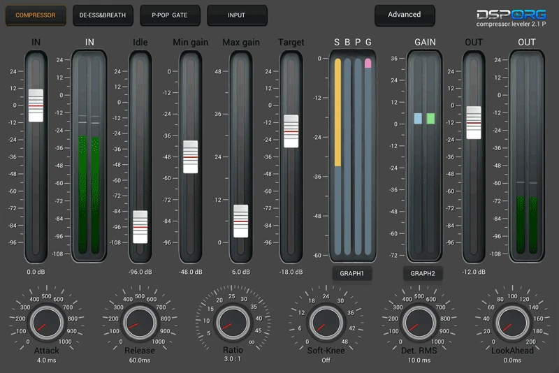 DSPORG Compressor Leveler plugin interface